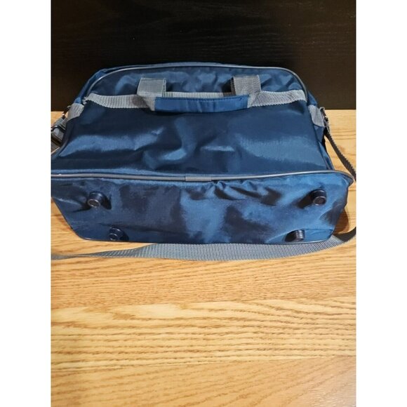 Oscar Dela Renta Canvas Travel Weekender Bag Blue Gold Gray Light - Picture 5 of 8